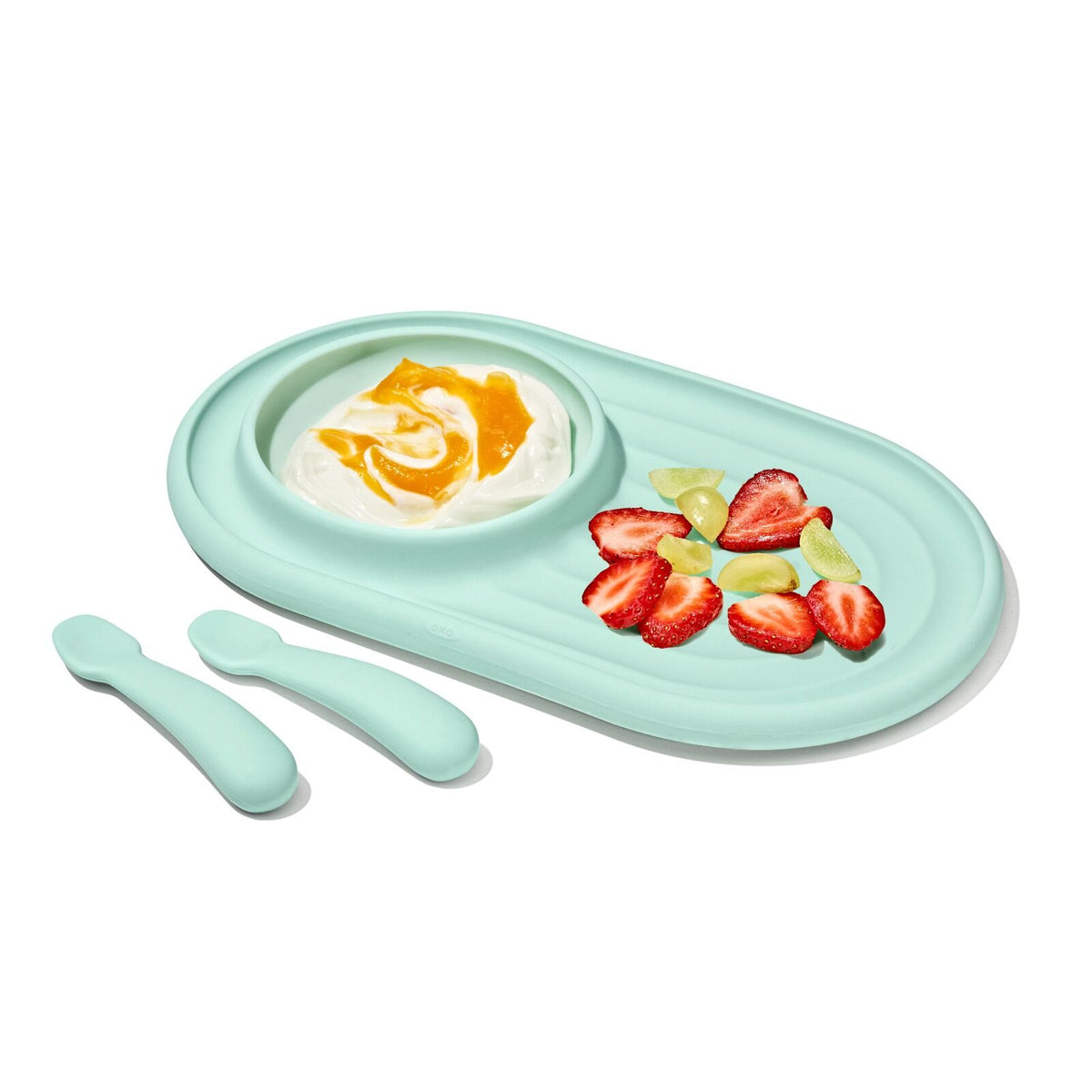 textured-suction-plate-and-spoons-set-3-piece-e1 tot_61177400_developmental-plate-2-spoon-set-opal_apdp_00_main.jpeg